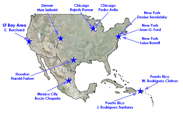 United States map showing study sites