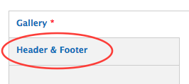 Gallery header and footer fields