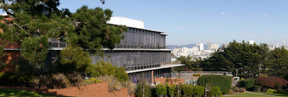 Laurel Heights building with San Francisco skyline.