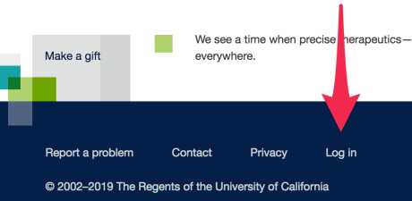 The Log In link is in the footer.