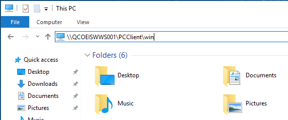 Windows PCClient Server Connection
