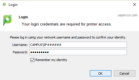 PaperCut MyAccess login
