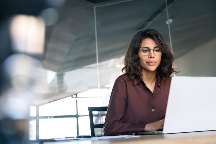 woman using laptop